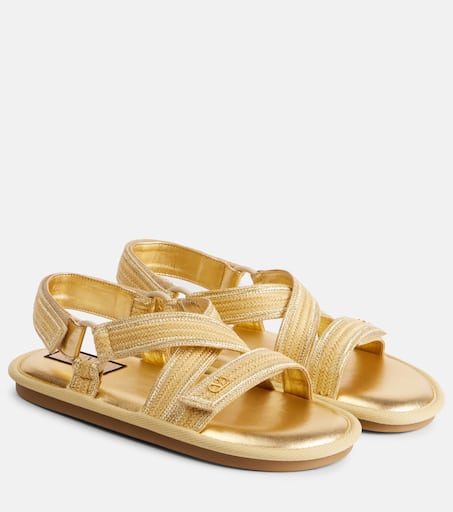 Lake Powell crochet-trimmed sandals in gold - Valentino Garavani