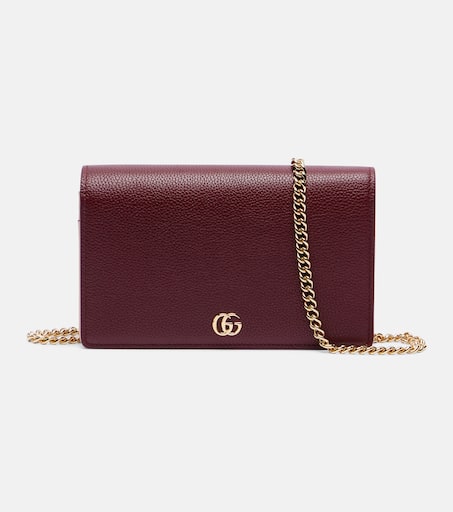 【関税&送料込】Gucci Burgundy Leather Gg Marmont Wallet GG Marmont leather wallet on chain in burgundy - Gucci