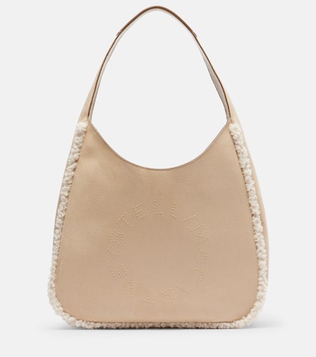 Teddy-trimmed shoulder bag in beige - Stella Mc Cartney | Mytheresa