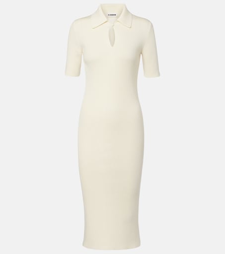 Knitted wool midi dress in white - Jil Sander | Mytheresa