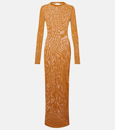 saint laurent jersey maxi dress Knitted semi-sheer Nuts