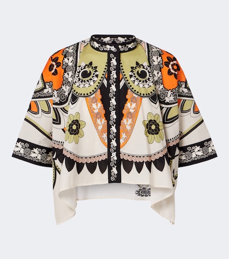 Foulard printed cropped cotton shirt