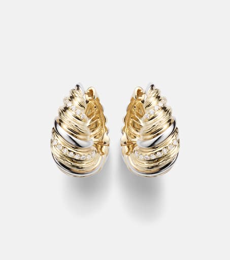 Berlingot 9kt white and yellow gold earrings with diamonds