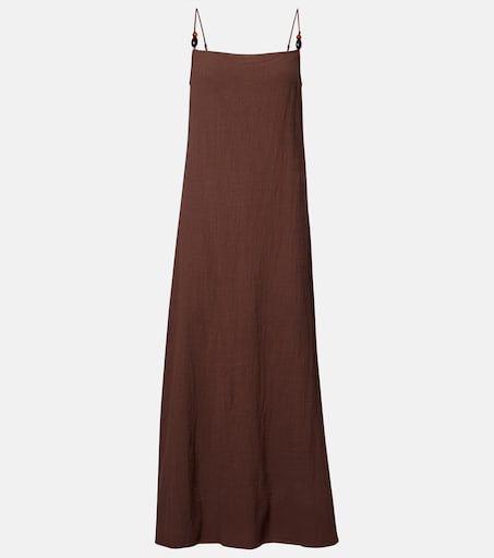 Laura cotton gauze maxi dress in brown - Staud