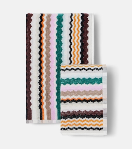 Aura Zigzag set of 2 cotton towels in multicoloured - Missoni