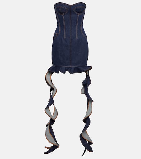 ワンピースその他 David Koma Blue denim mini dress with mirrors Denim mini dress embellished with plexi mirror details