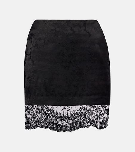 【関税＆送料込み】Saint Laurent Skirt SAINT LAURENT Layered cotton and silk-blend lace-trimmed