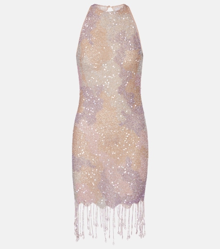 Fringed sequined minidress in pink - Clio Peppiatt | Mytheresa