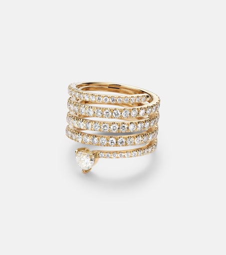 Spiral Heart 18kt gold ring with diamonds