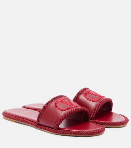 VLogo leather espadrille sandals in red - Valentino Garavani  display picture 2