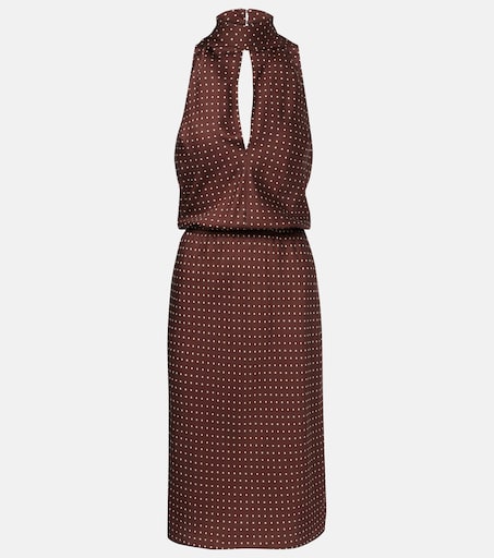 Phoebe polka-dot halterneck midi dress in brown - Posse | Mytheresa