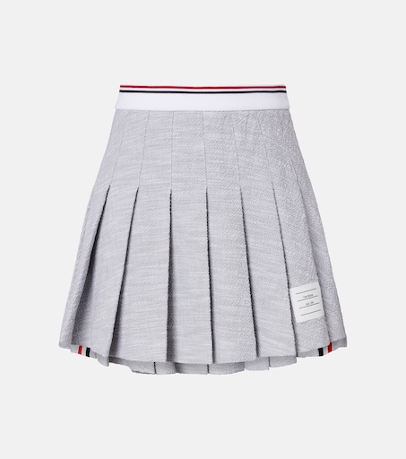 Pleated cotton-blend tweed miniskirt in grey - Thom Browne | Mytheresa