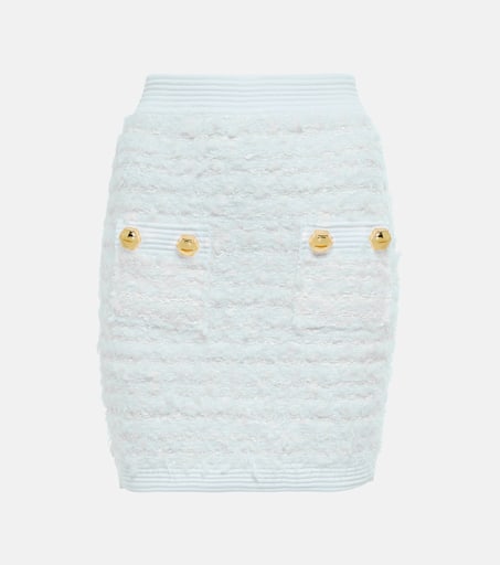 Embellished tweed pencil skirt in white - Balmain | Mytheresa