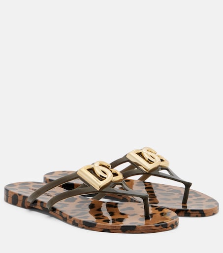 DG leopard-print thong sandals in brown - Dolce Gabbana | Mytheresa