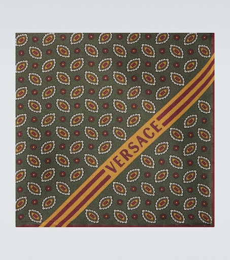 Versace Logo printed silk pocket square