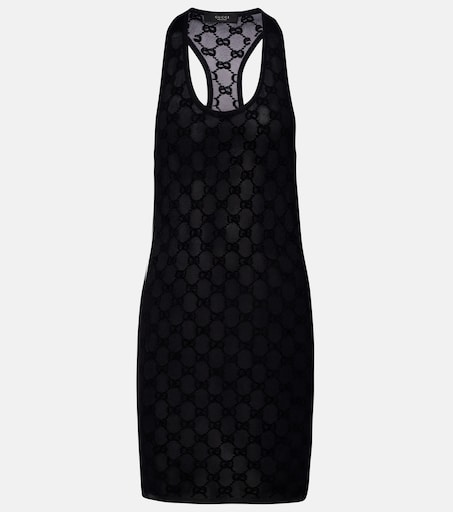 gucci designer dresses Crystal-embellished silk-chiffon gown - black