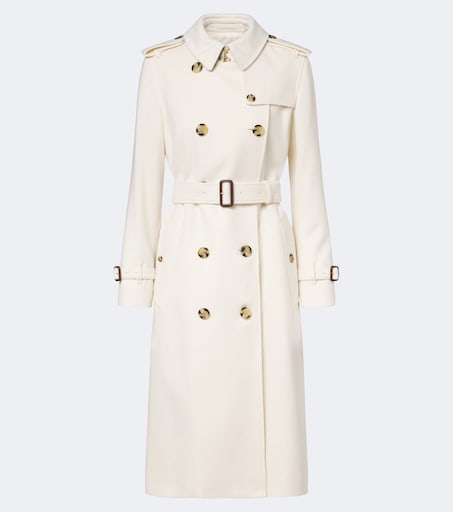 Double-breasted cashmere trench coat in white - Burberry | Mytheresa