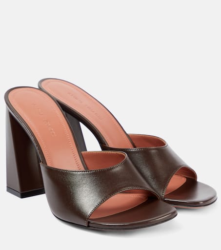 サンダル・ミュール AMINA MUADDI Brown suede Brigitte mules Amina Muaddi | Brigitte 95 brown leather mules | Savannahs