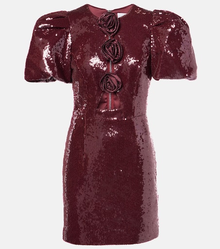新作【Rebecca Vallance】Gloria floral sequined minidress Gloria floral-appliqué sequined minidress in gold - Rebecca