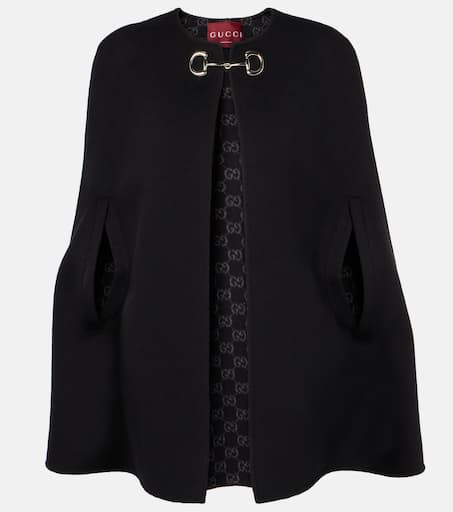 Horsebit wool and silk cape in black - Gucci | Mytheresa