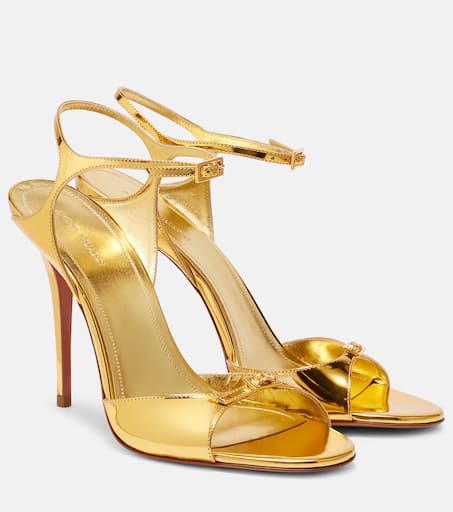 Adut 105 metallic leather sandals in gold - Amina Muaddi