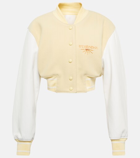 cropped wool blend bomber jacket
