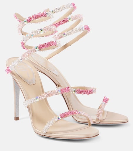 Embellished leather sandals クリスタル サンダル Aquazzura Tequila Crystal-Embellished Leather Flat Sandals