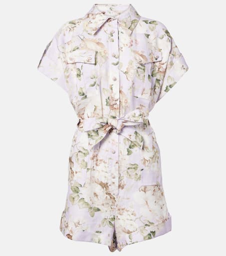 【Zimmermann】Floral linen romper Floral linen romper in multicoloured - Zimmermann | Mytheresa