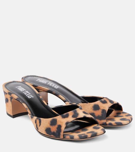 Lara leopard-print suede mules in brown - Paris Texas