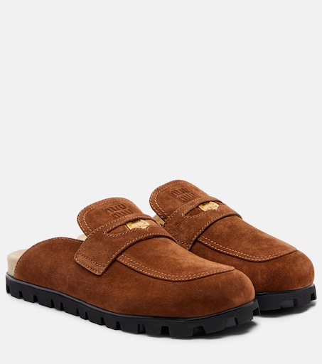 Oliva suede mules in brown - Miu Miu | Mytheresa