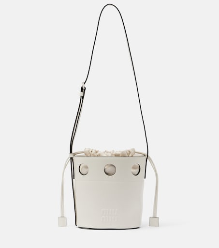 Leather bucket bag in white - Miu Miu | Mytheresa