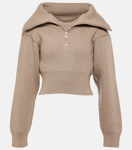 Le Maille Risoul cropped wool sweater in brown - Jacquemus | Mytheresa