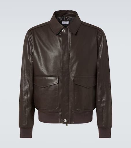 【関税&送料込】Brunello Cucinelli Brown Leather Overshirt J Brunello Cucinelli Leather outerwear | Nordstrom