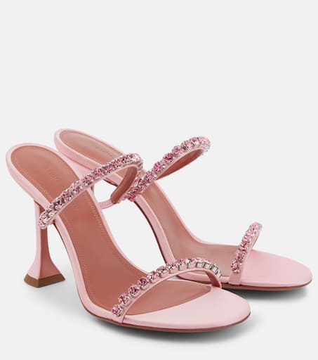 サンダル・ミュール AMINA MUADDI GIGI 95 SLIPPERS Gigi Slipper 95 Silver Mirror And White Crystals