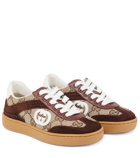 【Gucci】インターロック G suede-trimmedスニーカー Interlocking G suede-trimmed sneakers in brown - Gucci