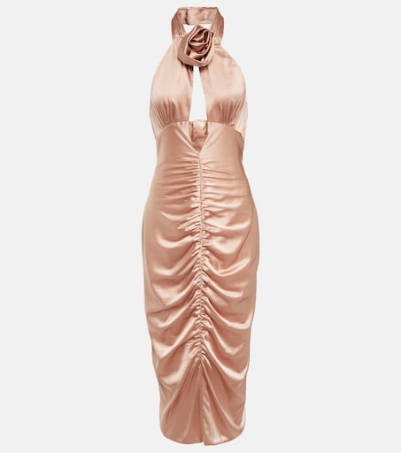 Alessandra Rich - Ruched cutout satin midi dress