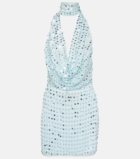 aya muse merano knit mini dress in blue AYA MUSE Merano Knit Mini Dress in Blue – Clutch main image 1