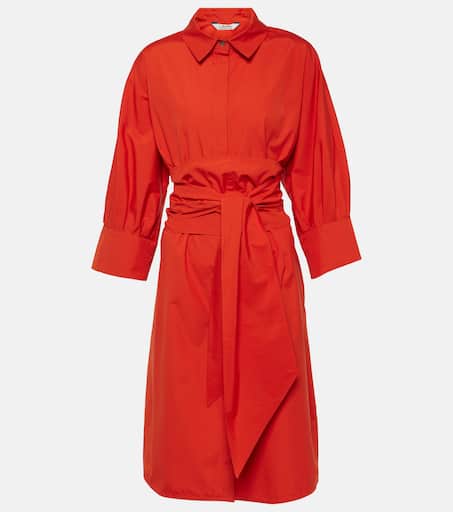 Cotton poplin shirt dress in orange - S Max Mara | Mytheresa