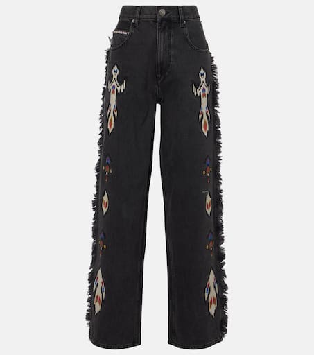【Marant Etoile】 Vendelia high-riseストレートジーンズ MARANT ÉTOILE Vendelia ストレートジーンズ | ブラック