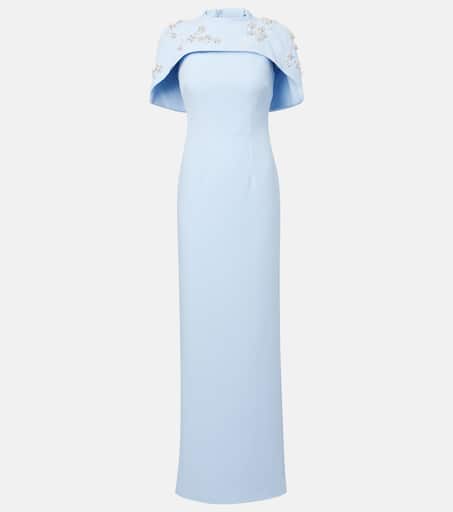 Embellished caped gown in blue - Safiyaa | Mytheresa