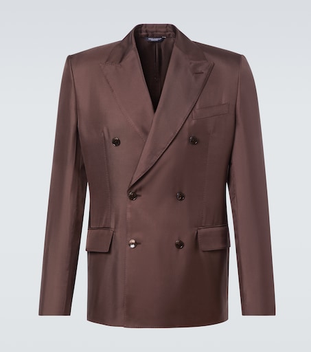 Dolce and Gabbana 54 （IT）-ダークブラウンジャケット Double-breasted silk twill blazer in brown - Dolce Gabbana | Mytheresa