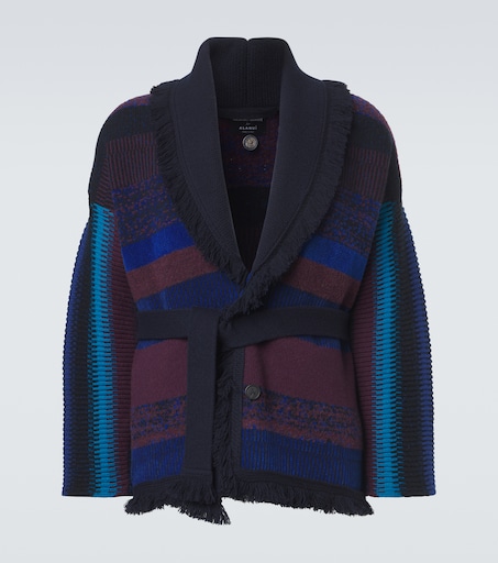 x Alanui cashmere-blend cardigan in blue - Giorgio Armani | Mytheresa