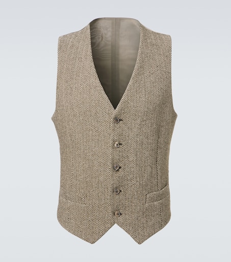 Archivio cotton and wool-blend vest in brown - Giorgio Armani