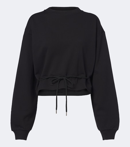 Cropped cotton jersey sweatshirt in black - Dries Van Noten