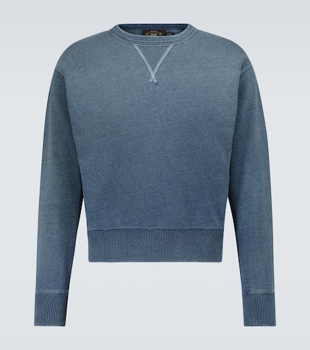 Washed cotton sweatshirt in blue - RRL | Mytheresa