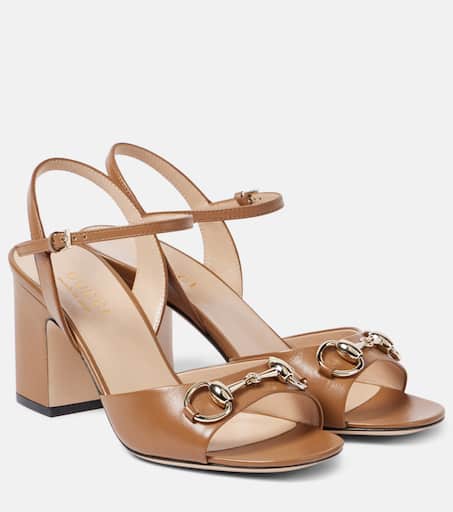 Lady Horsebit 75 leather sandals in brown - Gucci | Mytheresa