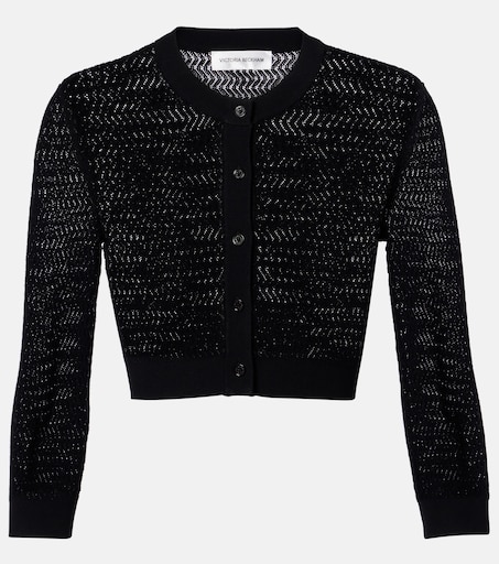 Pointelle cropped cardigan in black - Victoria Beckham | Mytheresa