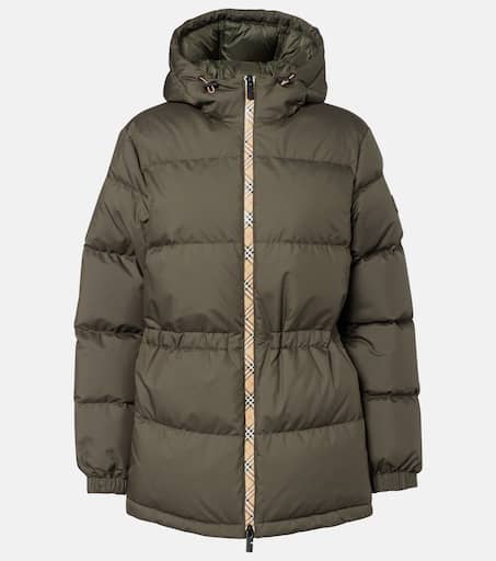 Burberry Check hooded down jacket in green - Burberry | Mytheresa