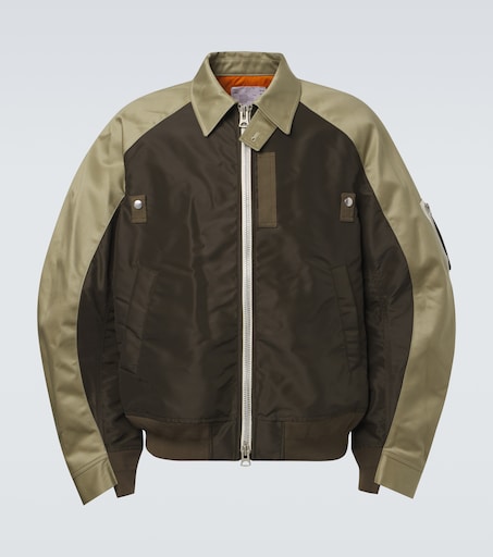 Cotton chino and twill blouson jacket in brown - Sacai | Mytheresa