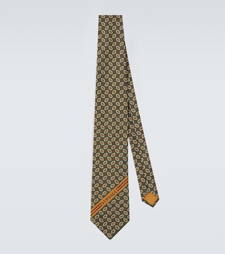 Versace Logo printed silk tie